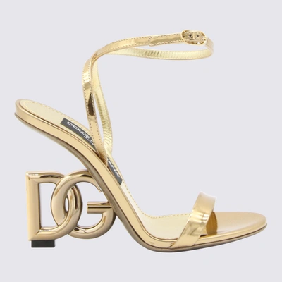 Dolce & Gabbana Gold-tone Leather Keira Sandals In Golden