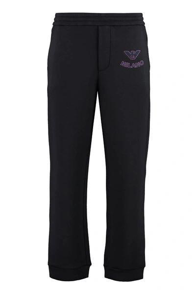 Ea7 Emporio Armani Embroidered Sweatpants In Black