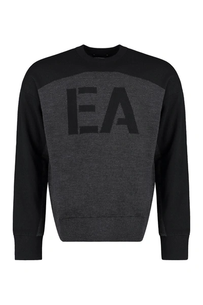 Ea7 Emporio Armani Long Sleeve Crew-neck Sweater In Grey