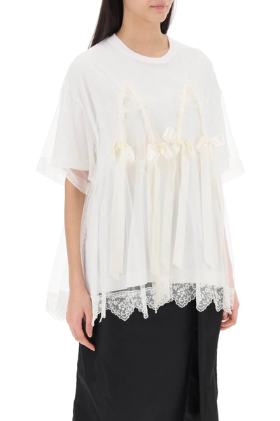 Simone Rocha Tulle Top With Lace And Bows In White