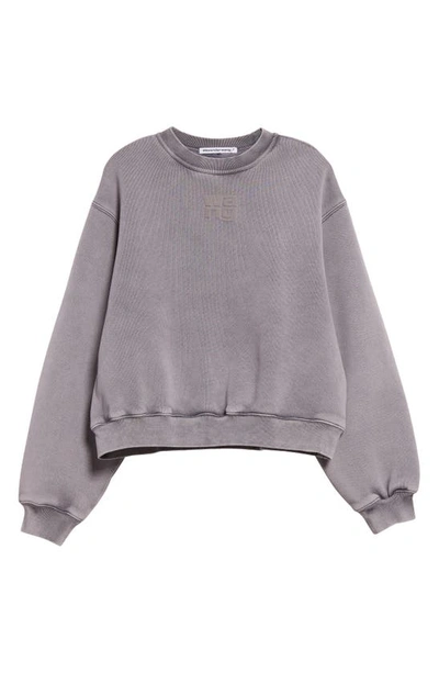 Alexander Wang T Essential Terry Crew Sweatshirt With Puff Paint Logo In Acid Fog