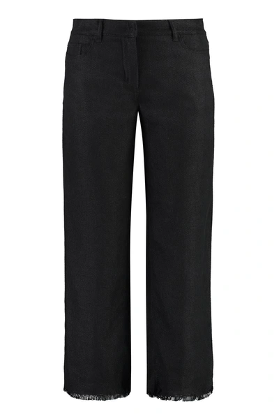 's Max Mara Cervia Cotton-linen Trousers In Black