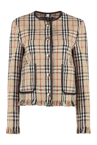 Burberry Checked Jacket In Beige
