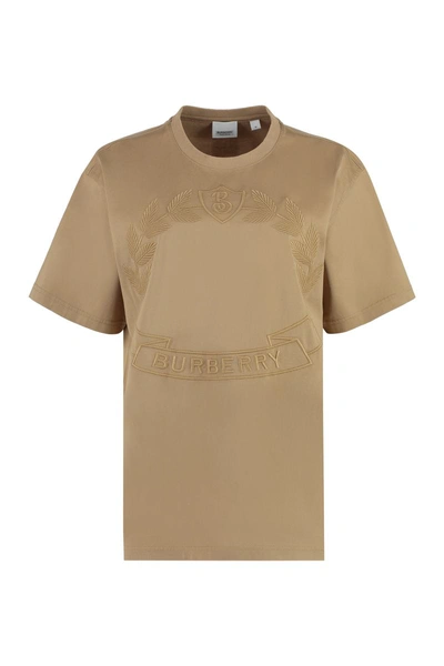 Burberry Cotton Crew-neck T-shirt In Beige