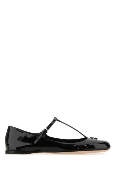 Miu Miu Woman Black Leather Ballerinas