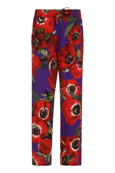 Dolce & Gabbana Printed Silk Pants In Red