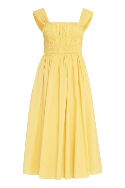 Staud Ida Poplin Midi Dress In Yellow