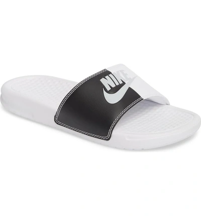 Nike Benassi Jdi Slide Sandal In White/ Pure Platinum