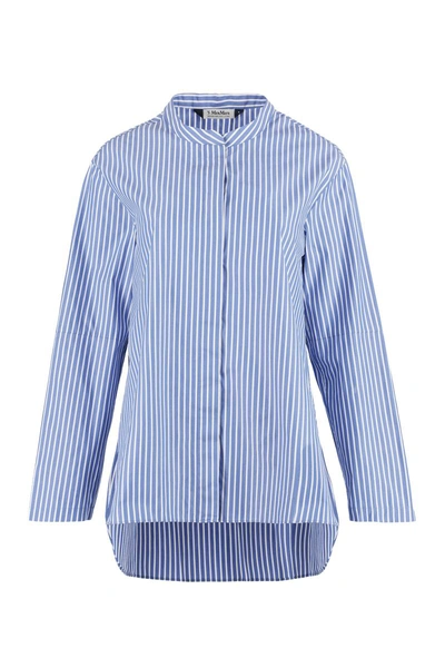 's Max Mara Linda Striped Cotton Shirt In Blue