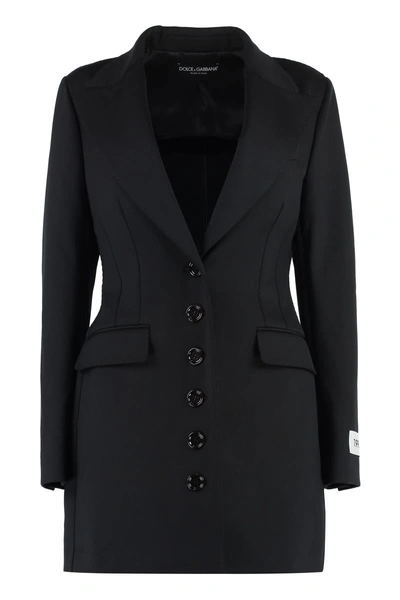 Dolce & Gabbana Turlington Single-breasted Technical Jersey Blazer In Black