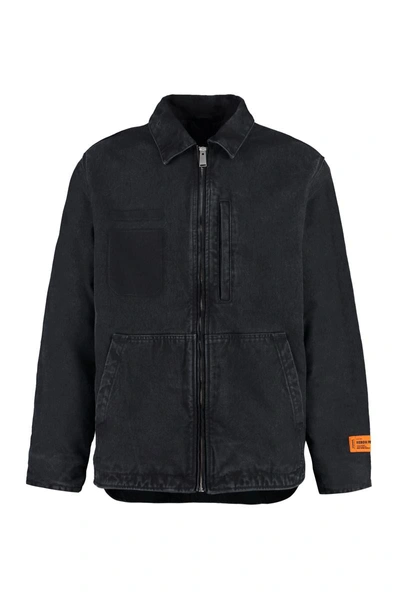 Heron Preston Bleach Wash Denim Jacket In Black