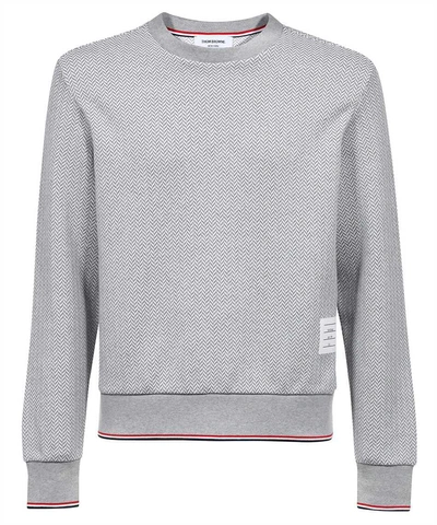 Thom Browne Cotton Crew-neck Sweatshirt In Grey