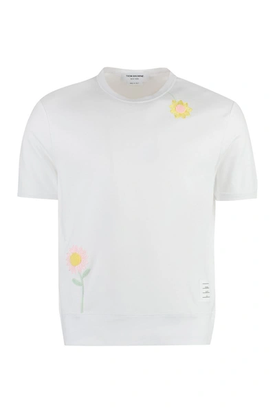 Thom Browne Cotton Crew-neck T-shirt In White