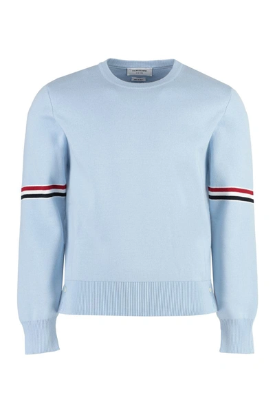 Thom Browne Long Sleeve Crew-neck Sweater In Light Blue