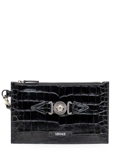 Versace Biggie Medusa Clutch Bag In Black