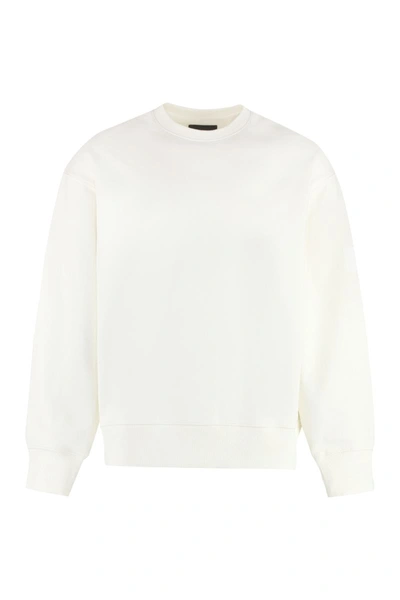 Y-3 Adidas Cotton Crew-neck Sweatshirt In Ivory