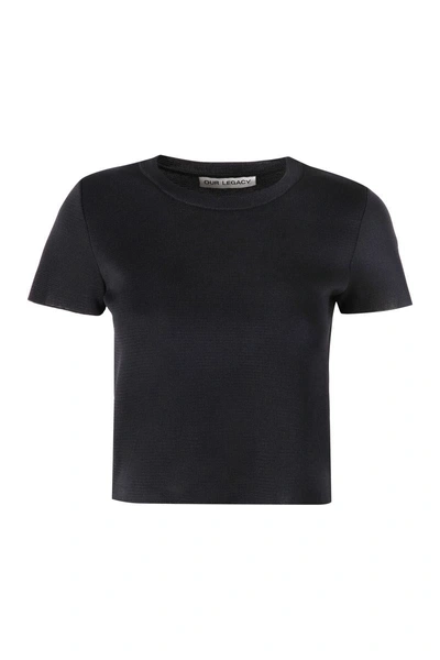 Our Legacy Knit Cropped T-shirt In Black