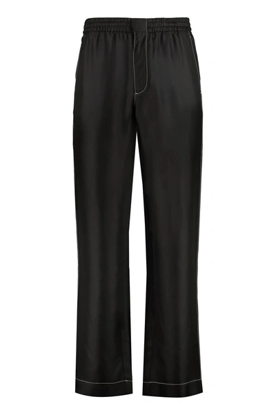 Prada Silk Trousers In Black