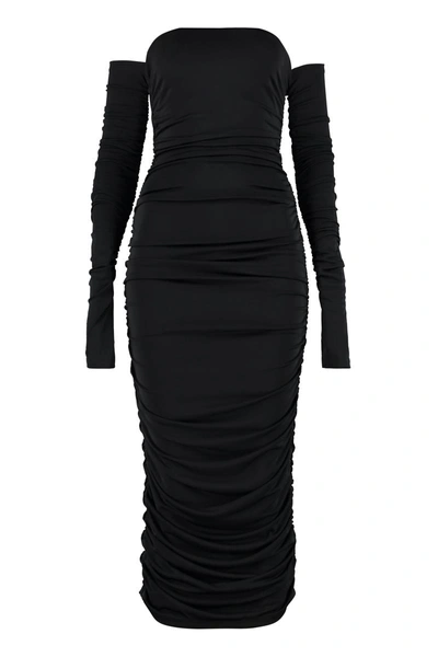 The Andamane Draped Jersey Dress In Black