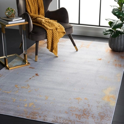Safavieh Tacoma Tac802p Power Loomed Grey / Rust Washable Rug