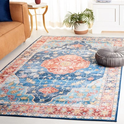 Safavieh Tucson Tsn119m Power Loomed Blue / Rust Washable Rug