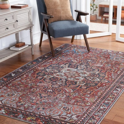 Safavieh Tucson Tsn176q Power Loomed Red / Navy Washable Rug