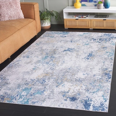 Safavieh Santa Monica Stm386a Power Loomed Ivory / Dark Blue Washable Rug