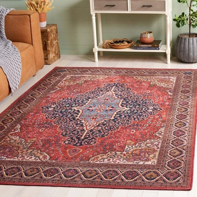 Safavieh Serapi Sep814p Power Loomed Rust / Navy Washable Rug