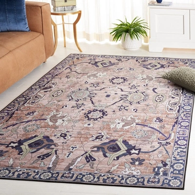 Safavieh Tucson Tsn149t Power Loomed Light Blue / Navy Washable Rug