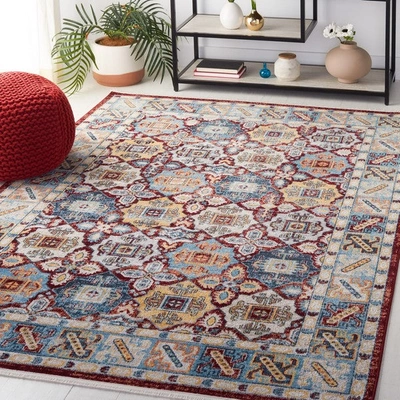 Safavieh Bayside Bay102m Flat Weave Blue / Red Washable Rug In Multi