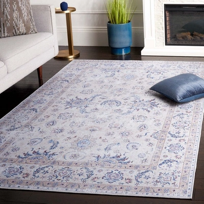 Safavieh Tucson Tsn100a Power Loomed Ivory / Blue Washable Rug