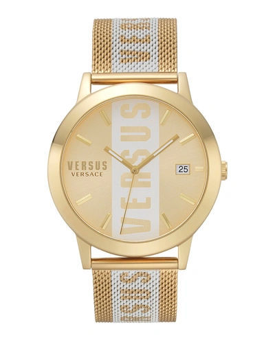 Versus Barbès Leather Watch In Gold