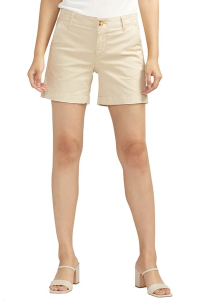 Jag Jeans Mid Rise Twill Chino Shorts In Stone