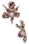 Lele Sadoughi Crystal Lily Clip Earrings In Spotted Blush