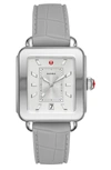 Michele Deco Sport Watch Head & Silicone Strap Watch, 34mm X 36mm In Silver/gray