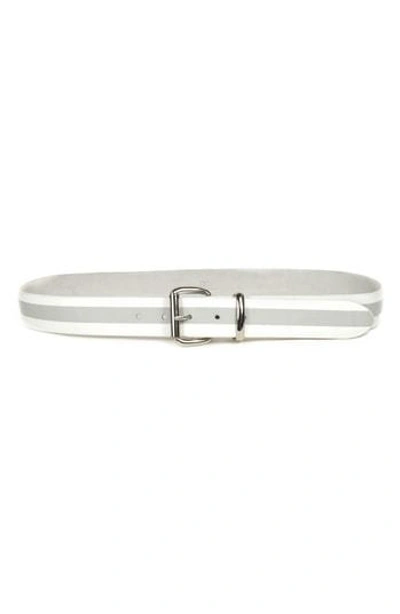B-low The Belt Stripe Leather Belt In White/ Grey/ Silver