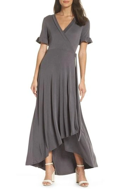 Nsr Luna Maxi Wrap Dress In Grey