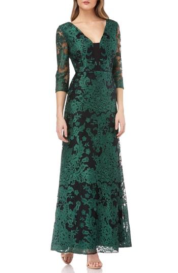 js collections embroidered lace gown