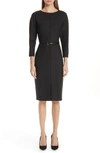 Max Mara Karub Belted Stretch Wool Dress In Black