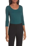 Hugo Boss Scoop Neck Stretch Jersey Top In Pine Green