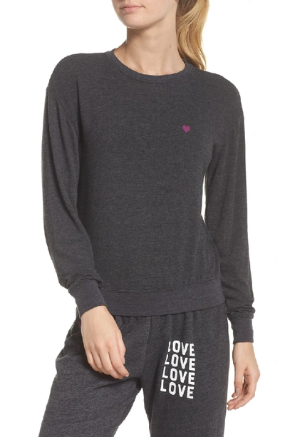 Spiritual Gangster Love Wins Graphic Crewneck Pullover Sweater, Black In Vintage Black