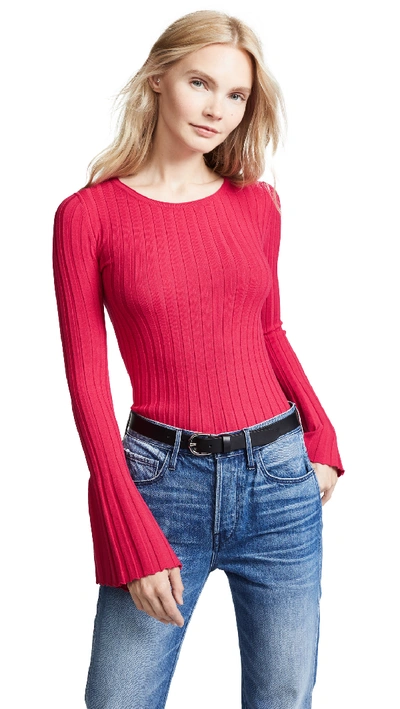 Bailey44 Cossak Bell-sleeve Ribbed Sweater In Rich Red