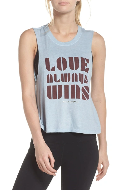 Spiritual Gangster Luv Wins Cropped Graphic Muscle Tank In Faded Blue