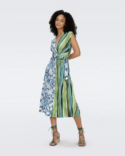Diane Von Furstenberg Dorothee Dress By  In Size Xl In Bird Of Paradise Pink Ivory And