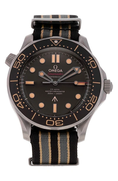 Watchfinder & Co. Omega  2022 Seamaster Diver 300m James Bond Edition Automatic Nylon Strap In Brown