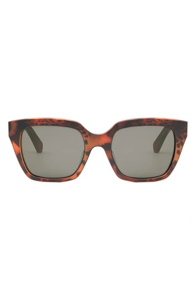 Celine Monochroms 56mm Square Sunglasses In Orange Animal Print Smoke