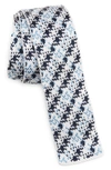 Thom Browne Check Jacquard Knit Silk Tie In Light Blue