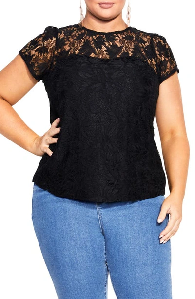 City Chic Nevaeh Lace Top In Black