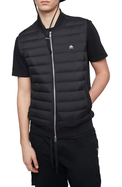 Moose Knuckles Air Down Explorer Puffer Waistcoat In Black/black 313