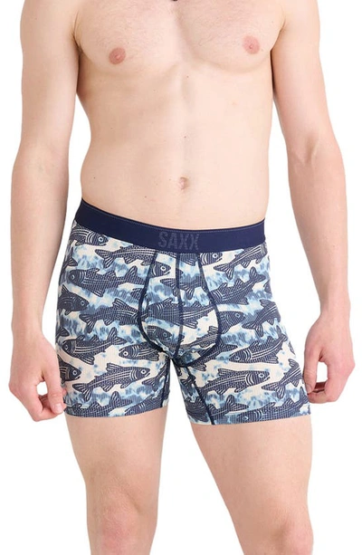 Saxx Quest Quick Dry Mesh Boxer Briefs In Upstream- Twilight